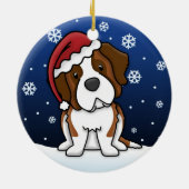 Kawaii Cartoon Saint Bernard met kerstversiering Keramisch Ornament (Achterkant)