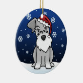 Kawaii Cartoon Schnauzer kerstversiering Keramisch Ornament (Rechts)