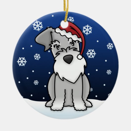 Kawaii Cartoon Schnauzer kerstversiering Keramisch Ornament (Voorkant)