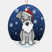 Kawaii Cartoon Schnauzer kerstversiering Keramisch Ornament (Links)