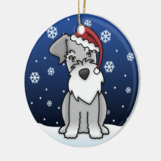 Kawaii Cartoon Schnauzer kerstversiering Keramisch Ornament (Links)