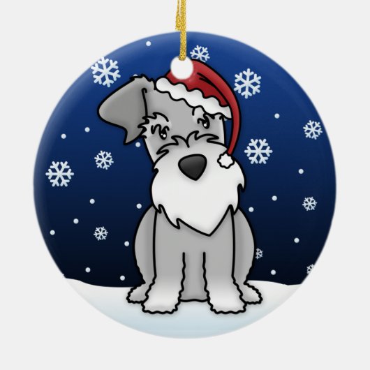 Kawaii Cartoon Schnauzer kerstversiering Keramisch Ornament (Achterkant)