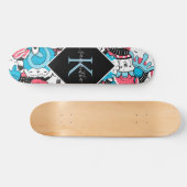 Kawaii Cartoon Style Dessert Name & Initiaal Kinde Persoonlijk Skateboard (Horizontaal)