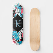 Kawaii Cartoon Style Dessert Name & Initiaal Kinde Persoonlijk Skateboard (Voorkant)