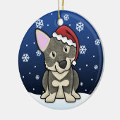 Kawaii Cartoon Swedish Vallhund kerstversiering Keramisch Ornament (Links)