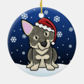 Kawaii Cartoon Swedish Vallhund kerstversiering Keramisch Ornament (Achterkant)