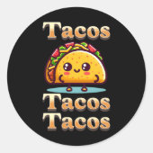 Kawaii Cartoon Tacos Ronde Sticker (Voorkant)