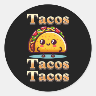Kawaii Cartoon Tacos Ronde Sticker