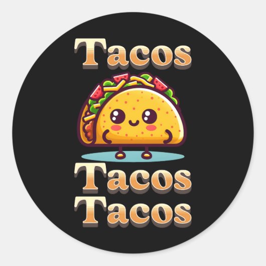 Kawaii Cartoon Tacos Ronde Sticker (Voorkant)