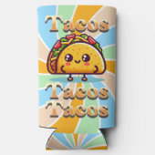 Kawaii Cartoon Tacos Seltzer Blikjeskoeler (Achterkant)