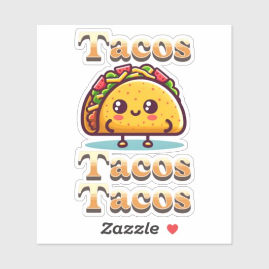 Kawaii Cartoon Tacos Sticker (Vel)