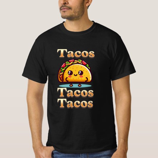 Kawaii Cartoon Tacos T-shirt (Voorkant)