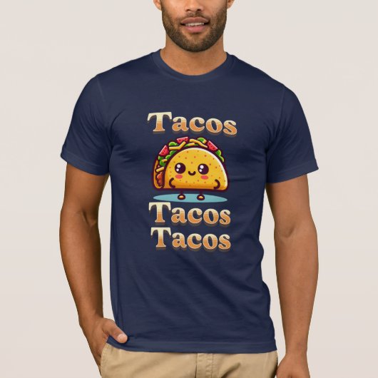 Kawaii Cartoon Tacos T-shirt (Voorkant)