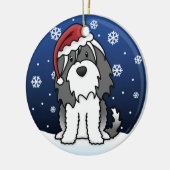 Kawaii Cartoon Tibetan Terrier Kerstmis Keramisch Ornament (Links)
