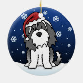 Kawaii Cartoon Tibetan Terrier Kerstmis Keramisch Ornament (Achterkant)