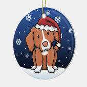 Kawaii Cartoon Toller kerstversier Keramisch Ornament (Links)