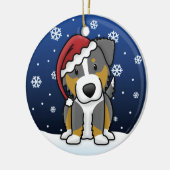 Kawaii Cartoon Tri Australian Shepherd Kerstmis Keramisch Ornament (Links)