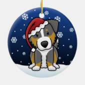 Kawaii Cartoon Tri Australian Shepherd Kerstmis Keramisch Ornament (Achterkant)