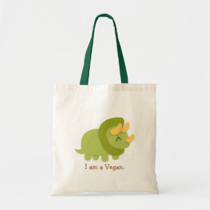 Kawaii cartoon van een groene en gele Triceratops Tote Bag