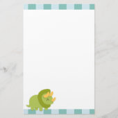 Kawaii cartoon van groene en gele Triceratops Briefpapier (Voorkant)
