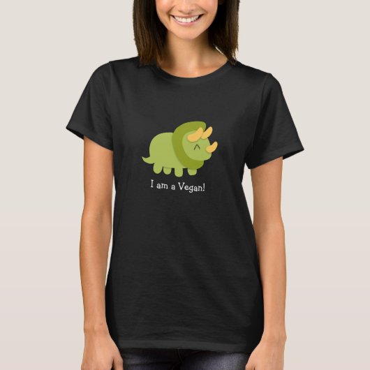 Kawaii cartoon van groene en gele Triceratops T-shirt (Voorkant)