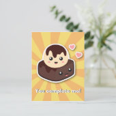 Kawaii Cartoon van Vanilla Ice Cream en Brownie Briefkaart (Staand voorkant)