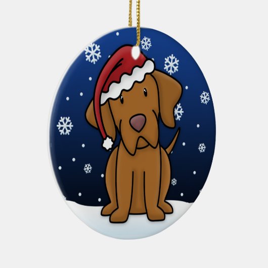 Kawaii Cartoon Vizsla kerstversiering Keramisch Ornament (Rechts)
