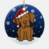 Kawaii Cartoon Vizsla kerstversiering Keramisch Ornament (Achterkant)