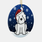 Kawaii Cartoon Westie kerstversiering Keramisch Ornament (Rechts)