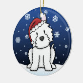 Kawaii Cartoon Westie kerstversiering Keramisch Ornament (Links)