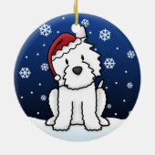 Kawaii Cartoon Westie kerstversiering Keramisch Ornament (Achterkant)