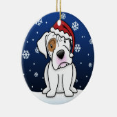 Kawaii Cartoon White Boxer kerst Keramisch Ornament (Rechts)