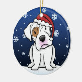 Kawaii Cartoon White Boxer kerst Keramisch Ornament (Links)
