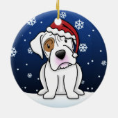 Kawaii Cartoon White Boxer kerst Keramisch Ornament (Achterkant)