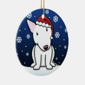 Kawaii Cartoon White Bull Terrier Kerstmis Keramisch Ornament (Rechts)