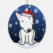 Kawaii Cartoon White Bull Terrier Kerstmis Keramisch Ornament (Links)