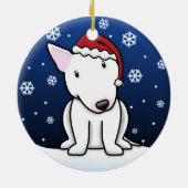 Kawaii Cartoon White Bull Terrier Kerstmis Keramisch Ornament (Achterkant)