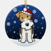 Kawaii Cartoon Wire Fox Terrier kerstversiering Keramisch Ornament (Voorkant)