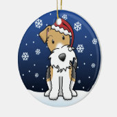 Kawaii Cartoon Wire Fox Terrier kerstversiering Keramisch Ornament (Links)