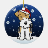 Kawaii Cartoon Wire Fox Terrier kerstversiering Keramisch Ornament (Achterkant)