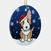 Kawaii Cartoon Wire Portugal Podengo Kerstmis Keramisch Ornament (Rechts)