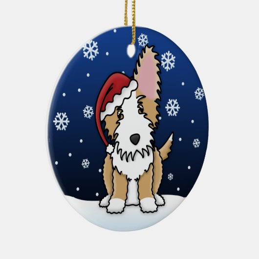 Kawaii Cartoon Wire Portugal Podengo Kerstmis Keramisch Ornament (Rechts)