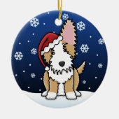 Kawaii Cartoon Wire Portugal Podengo Kerstmis Keramisch Ornament (Voorkant)