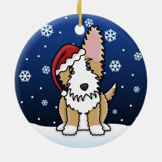 Kawaii Cartoon Wire Portugal Podengo Kerstmis Keramisch Ornament (Achterkant)