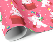 Kawaii Cartoon X-mas White Elephant Cadeaupapier (Rol Hoek)