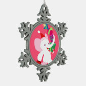 Kawaii Cartoon X-mas White Elephant Tin Sneeuwvlok Ornament (Links)