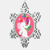 Kawaii Cartoon X-mas White Elephant Tin Sneeuwvlok Ornament (Rechts)