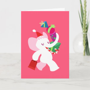 Kawaii Cartoon X-mas Witte Olifant Feestdagen Kaart