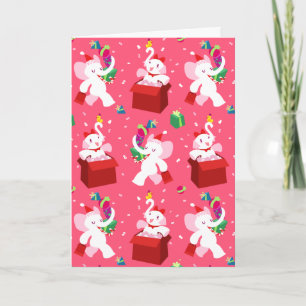 Kawaii Cartoon X-mas Witte Olifant Feestdagen Kaart