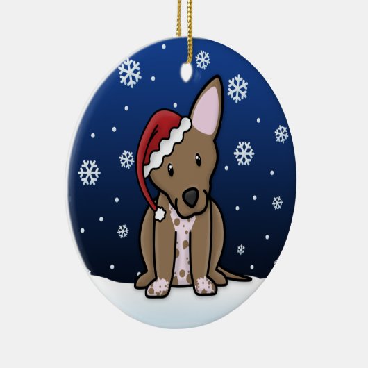 Kawaii Cartoon Xoloitzcuintli kerstversiering Keramisch Ornament (Rechts)